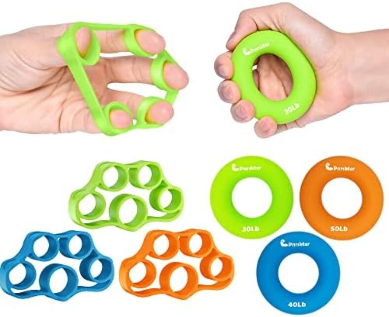 Hand Grip Strengthener, Finger Exerciser, Grip Strength Trainer (6 PCS),New Material,Forearm Grip Workout, Finger Stretcher, Relieve Wrist Pain, Carpal Tunnel, Trigger Finger, Mallet Finger and More.